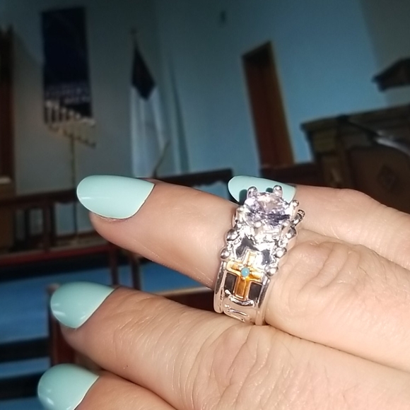 New Western Cross Chunky Ring Turquoise Sz… - Picture 9 of 11